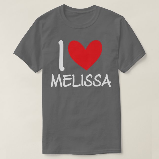 Camiseta Eu Amo Melissa Name Personalan Mulher Personalizad (Frente do Design)