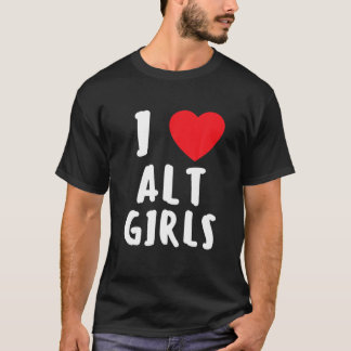 Camiseta Eu Amo Meninas Alt Eu Coração Meninas Alternativos