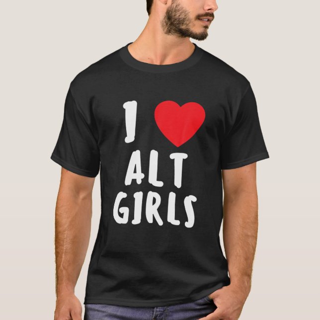 Camiseta Eu Amo Meninas Alt Eu Coração Meninas Alternativos (Frente)