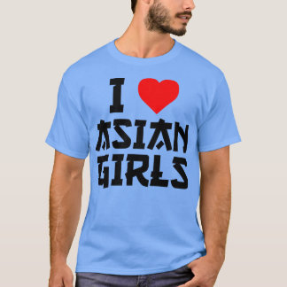 Camiseta Eu Amo Meninas Asiáticas Eu Coração Meninas Asiáti