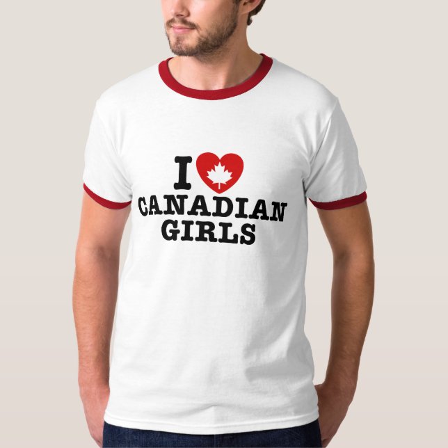 Camiseta Eu Amo Meninas Canadianas (Frente)
