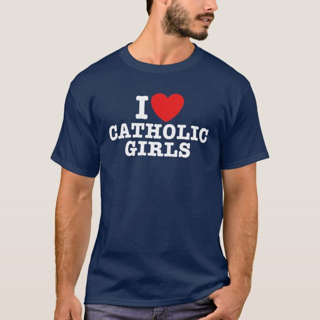 Camiseta Eu Amo Meninas Católicas (Frente)