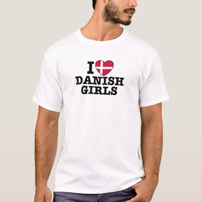 Camiseta Eu Amo Meninas Dinamarquesas (Frente)