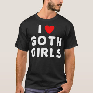 Camiseta Eu Amo Meninas Góticos Coração Vermelho Engraçado
