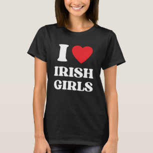 Camiseta Eu Amo Meninas Irlandesas I Red Heart British Girl