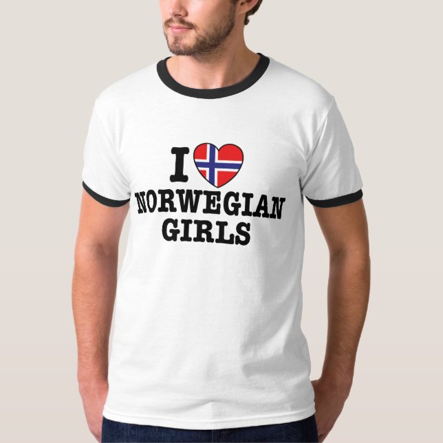 Camiseta Eu Amo Meninas Norueguesas (Frente)