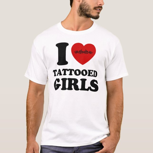 Camiseta eu amo meninas tattooed (Frente)