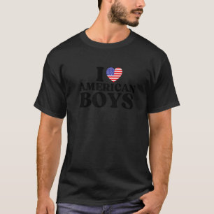 Camiseta Eu Amo Meninos Americanos I Red Heart USA Boys Ame