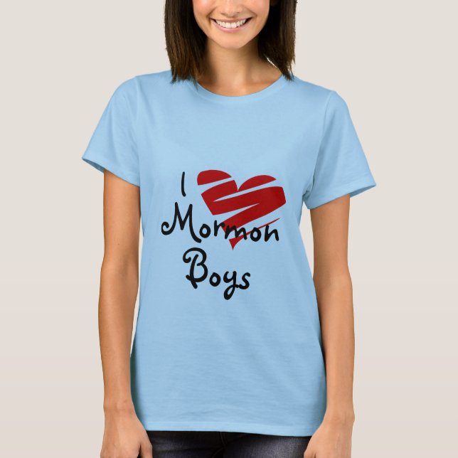 Camiseta Eu amo meninos do Mormon, lds, mormon, igreja, (Frente)