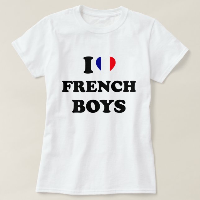 Camiseta Eu Amo Meninos Franceses (Frente do Design)
