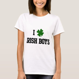 Camiseta Eu amo meninos irlandeses, t-shirt verde do trevo