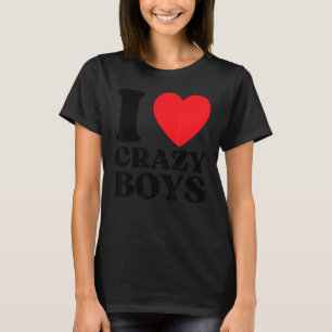 Camiseta Eu Amo Meninos Loucos, Eu Coração Vermelho, Menino