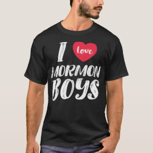 Camiseta Eu Amo Meninos Mórmons Cardíacos LDS Mulheres Engr
