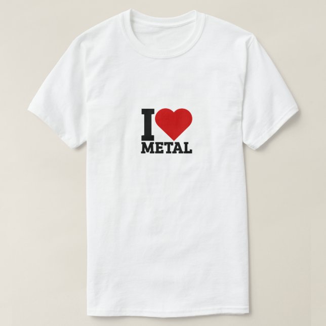 Camiseta Eu Amo Metal - Lover Metálico (Frente do Design)