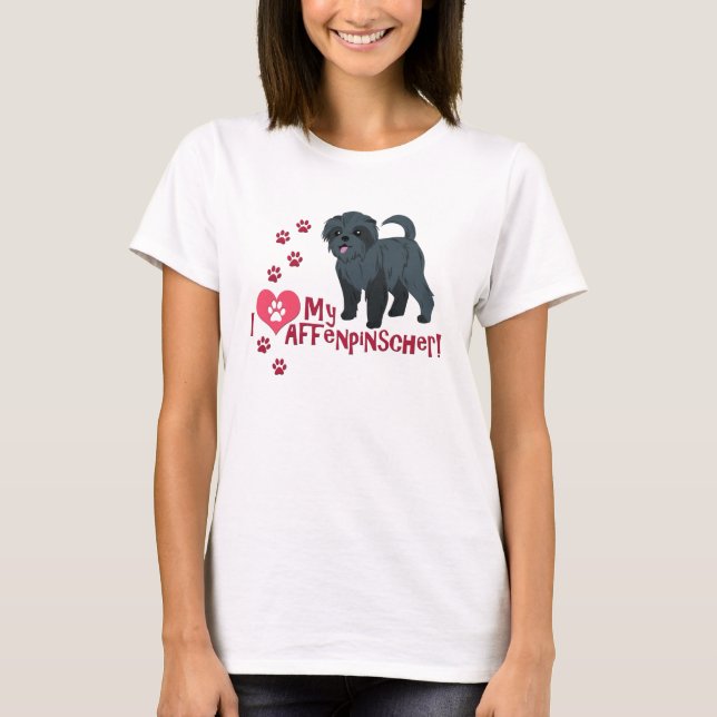 Camiseta Eu Amo Meu Affenpinscher! (Frente)