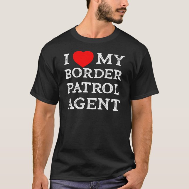 Camiseta Eu Amo Meu Agente de Patrulha de Fronteira Heart N (Frente)