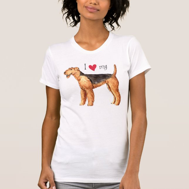 Camiseta Eu amo meu Airedale (Frente)