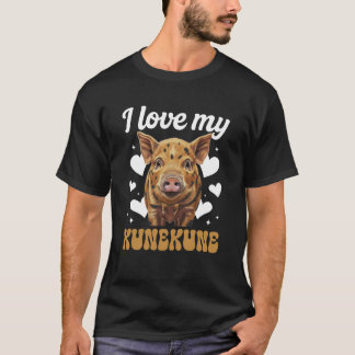 Camiseta Eu Amo Meu Amante de Porco Kunekune Porcos Kunekun