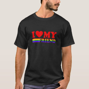 Camiseta Eu Amo Meu Amigo LGBT Para Bandeira Arco-Íris LGBT