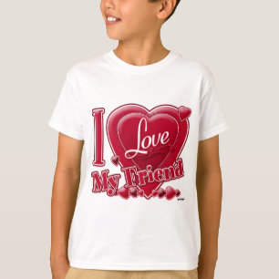 Camiseta Eu amo meu amigo vermelho - coração