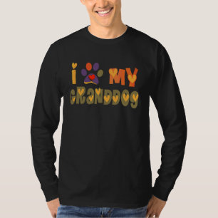 Camiseta Eu Amo Meu Avô Canino Outono Cachorro Avô Avó