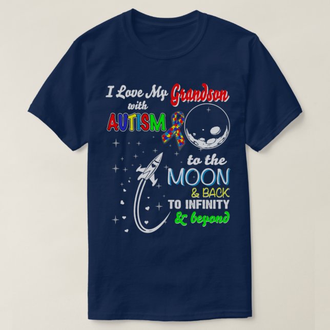 Camiseta Eu Amo Meu Avô Com Autismo Na Lua E (Frente do Design)