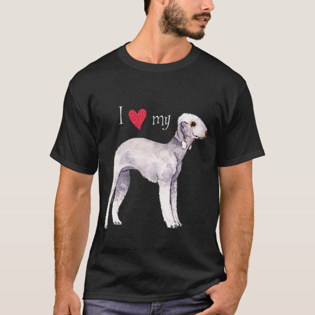 Camiseta Eu amo meu Bedlington Terrier (Frente)