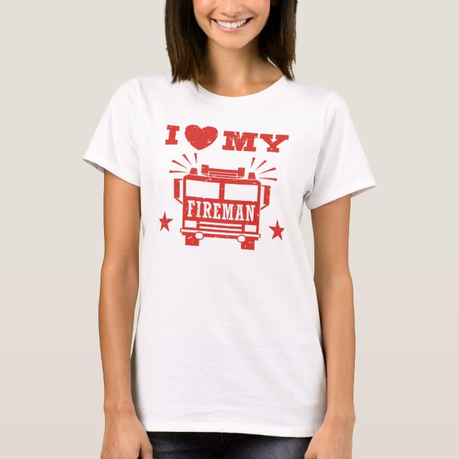 Camiseta Eu Amo Meu Bombeiro (Frente)