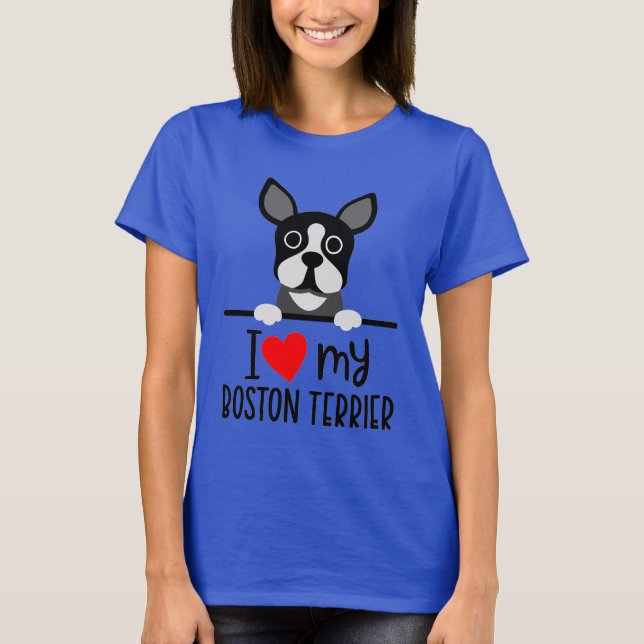 Camiseta Eu Amo Meu Boston Terrier (Frente)
