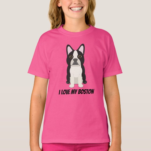Camiseta Eu amo meu Boston Terrier (Frente)