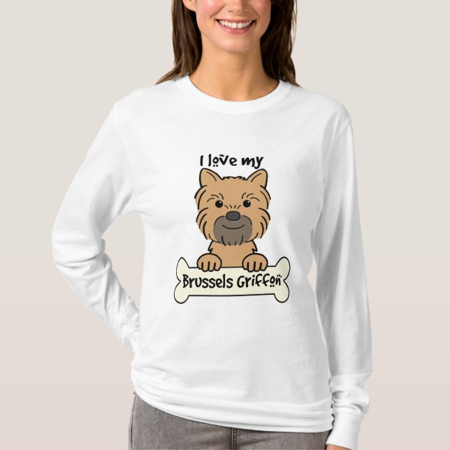 Camiseta Eu amo meu Bruxelas Griffon (Frente)