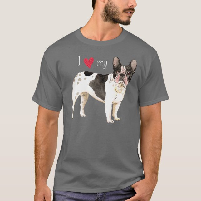 Camiseta Eu amo meu buldogue francês (Frente)