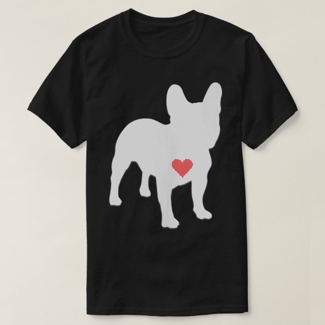 Camiseta Eu Amo Meu Buldogue Francês (Frente do Design)