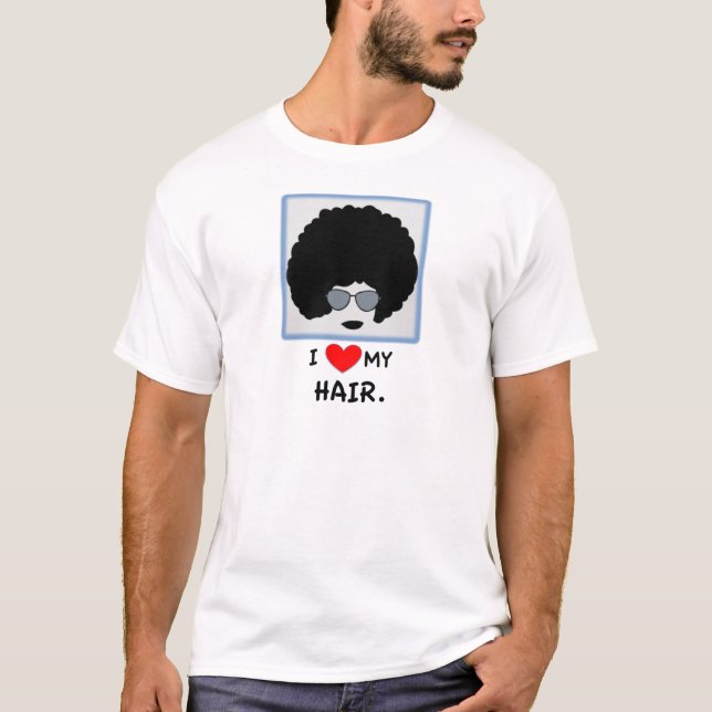 Camiseta Eu amo meu cabelo - Afro (Frente)