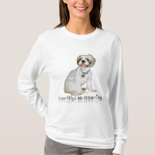 Camiseta Eu Amo Meu Cachorrinho Branco - Shih Tzu