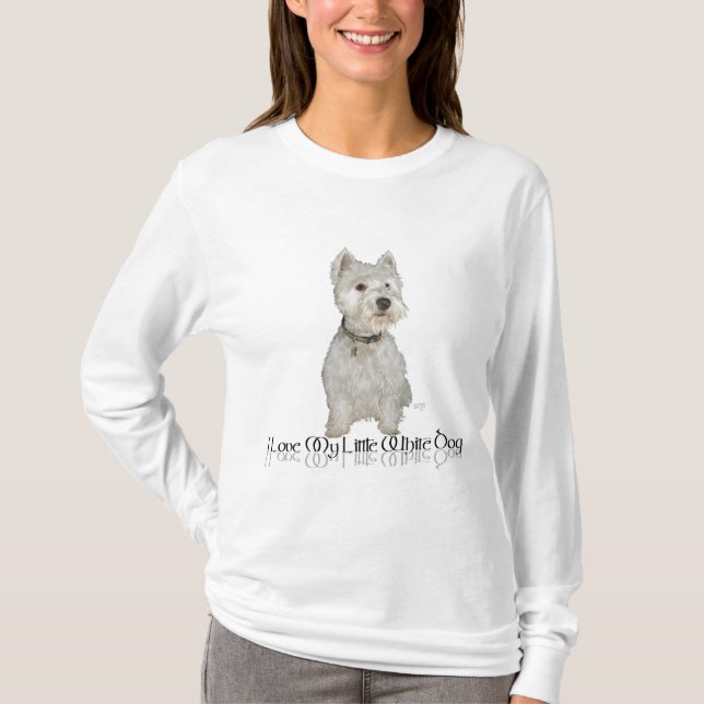 Camiseta Eu Amo Meu Cachorrinho Branco - Westie (Frente)