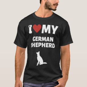 Camiseta Eu Amo Meu Cachorro Adorável Pastor Alemão Gráfico