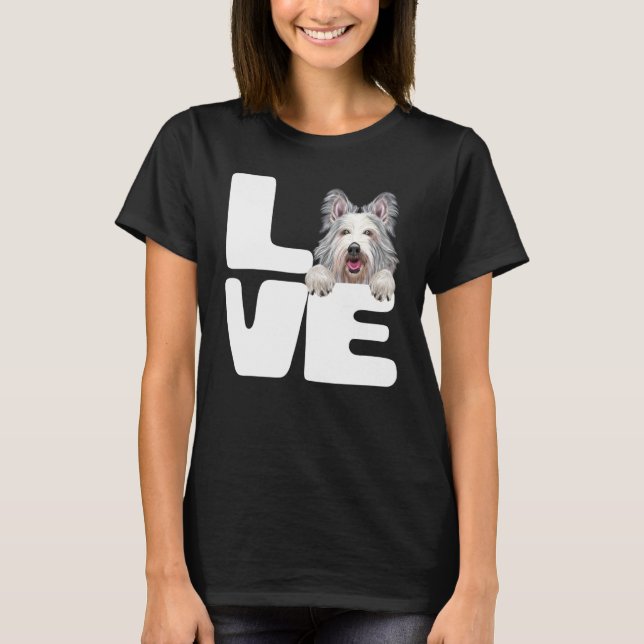 Camiseta Eu Amo Meu Cachorro Berger Picard (Frente)