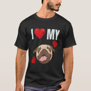 Camiseta Eu Amo Meu Cachorro Cachorro Adorável Pug Holandês
