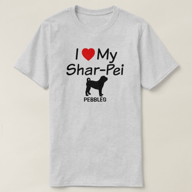 Camiseta Eu Amo Meu Cachorro Chinês Pei (Frente do Design)