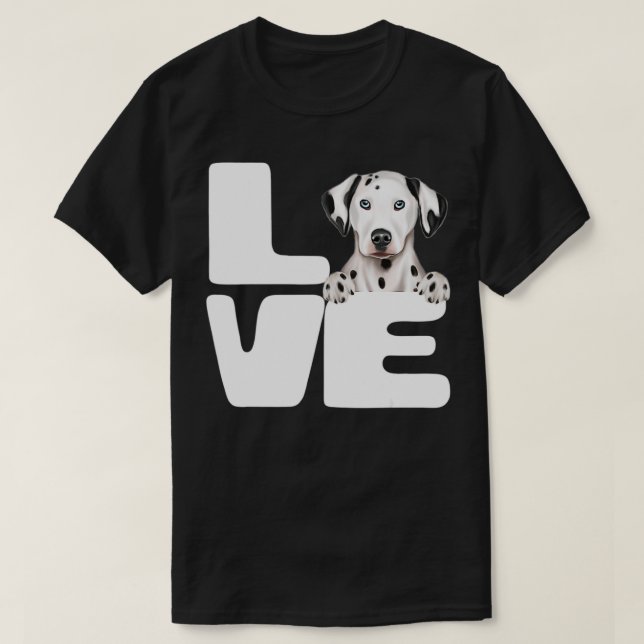 Camiseta Eu Amo Meu Cachorro Dalmático (Frente do Design)
