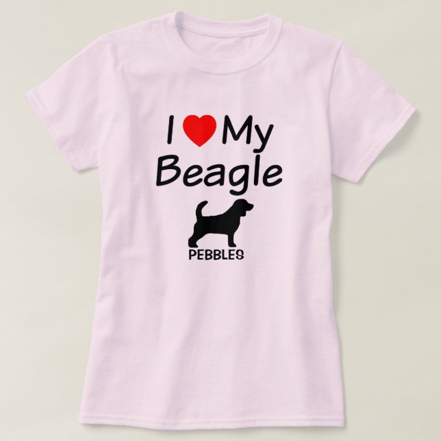 Camiseta Eu Amo Meu Cachorro De Beagle (Frente do Design)