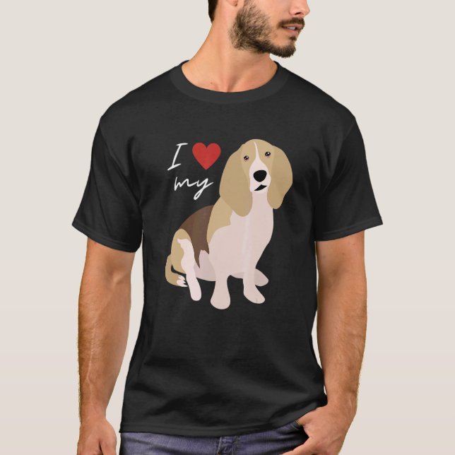 Camiseta Eu Amo Meu Cachorro De Cachorro Negro E Branco (Frente)