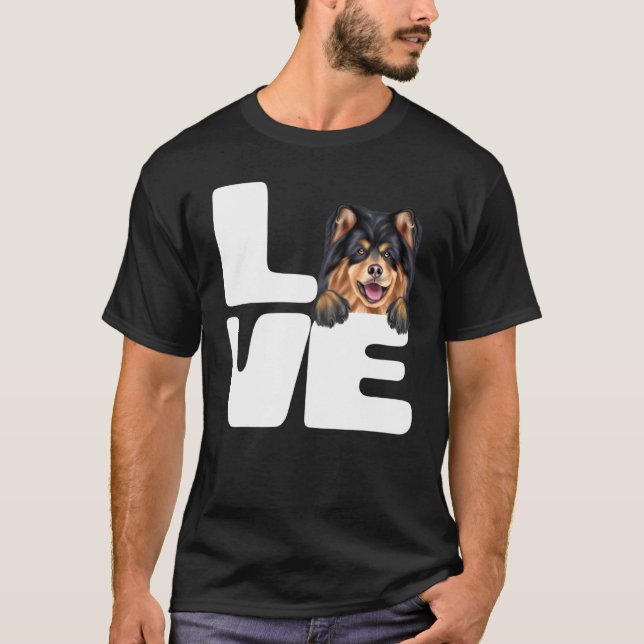 Camiseta Eu Amo Meu Cachorro De Lapfund Finlandês (Frente)