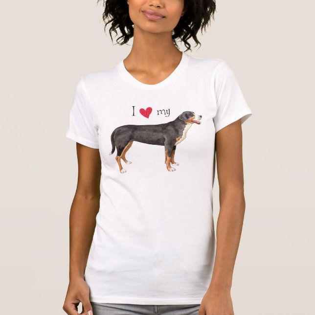 Camiseta Eu amo meu Cachorro de Montanha Suíço Maior (Frente)