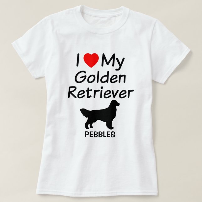 Camiseta Eu Amo Meu Cachorro De Retriever Ouro (Frente do Design)