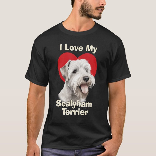 Camiseta Eu Amo Meu Cachorro De Sealyham Terrier Puppy (Frente)