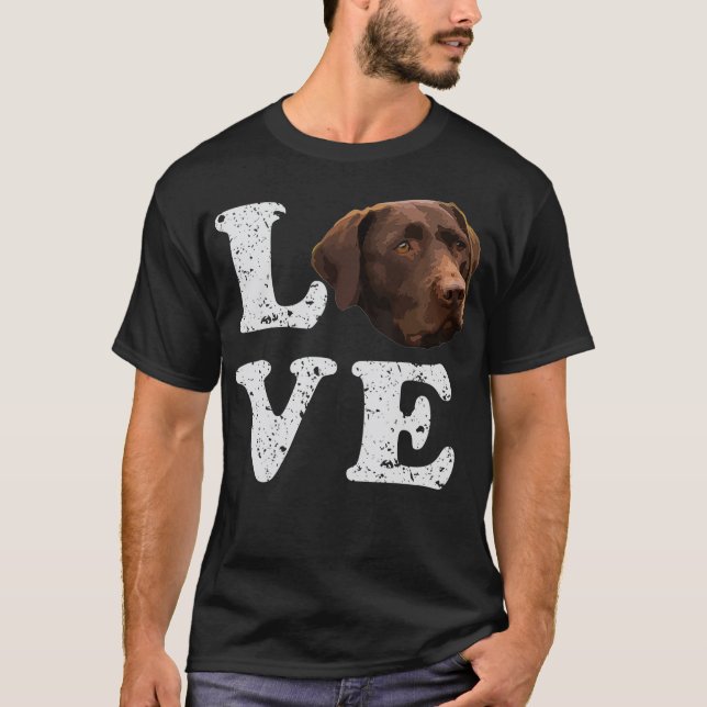 Camiseta Eu Amo Meu Cachorro Do Laboratório De Chocolate (Frente)