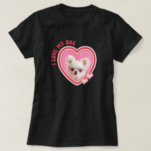 Camiseta Eu Amo Meu Cachorro Foto Personalizada Preto