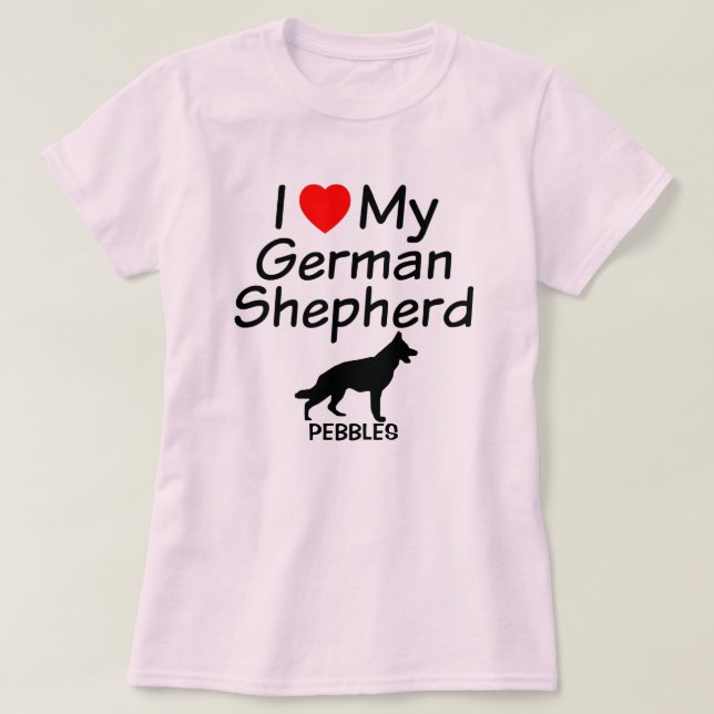 Camiseta Eu Amo Meu Cachorro German shepherd (Frente do Design)